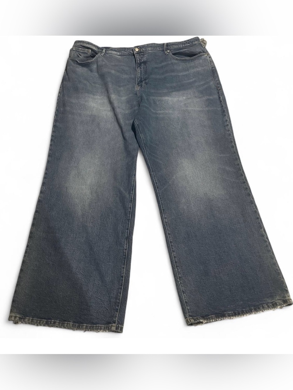 Good American Good Ease Wide Leg Jeans in Washed Dark Blue - Plus Size 26